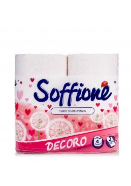 Двухслойная туалетная бумага Soffione Decoro бело-розовая 4 рулона